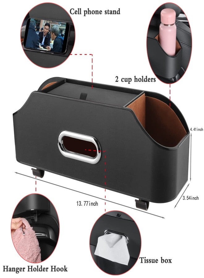 HOLDCY Car Back Seat Organizer with 2 Drink Cup Holder - Tissue Box and Storage Box Hook - Multi-functional Storage - Great for Kids and Travel (Black) - Image 2