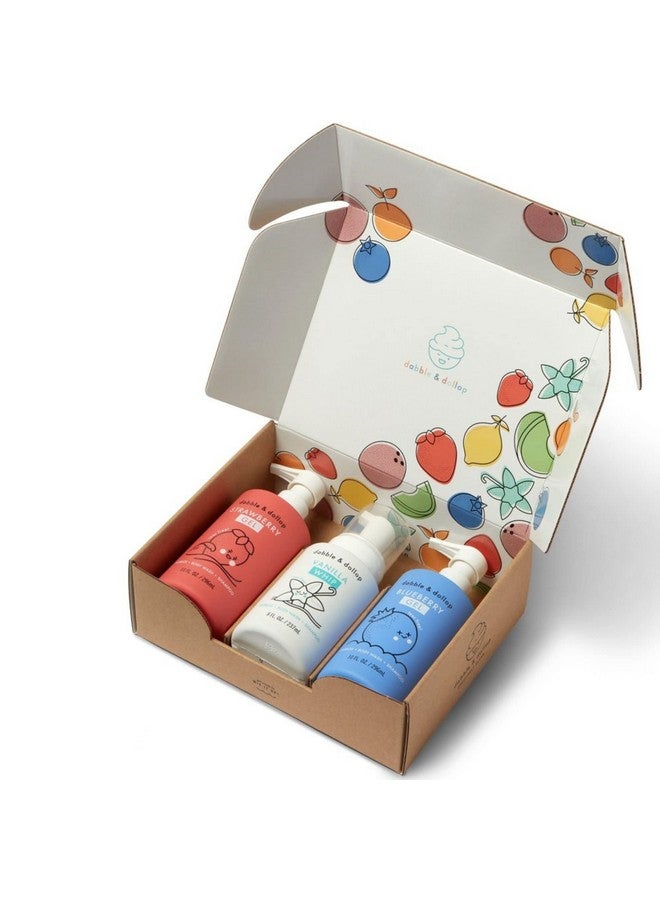 دابل & دولوب حزمة الولايات المتحدة الأمريكية 3 في 1 غسول الجسم والشامبو الطبيعي للأطفال، خالٍ من البارابين والكبريتات، نباتي خالٍ من الدموع، الفراولة والفانيليا والتوت (مجموعة من 3) - Image 2