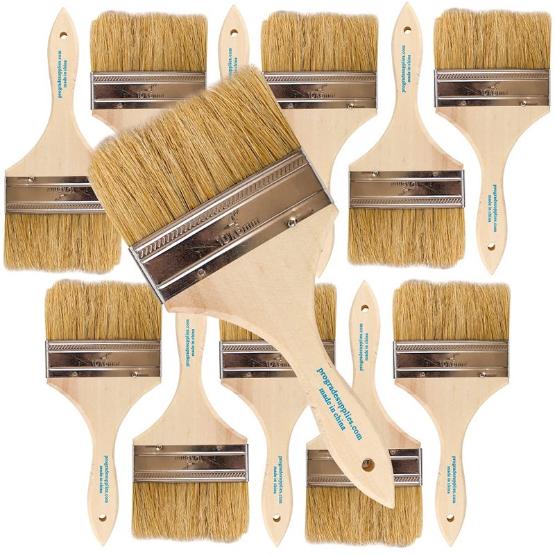 Pro Grade Chip Paint Brushes 12 Ea 4 Inch Chip Paint Brush Light Brown
