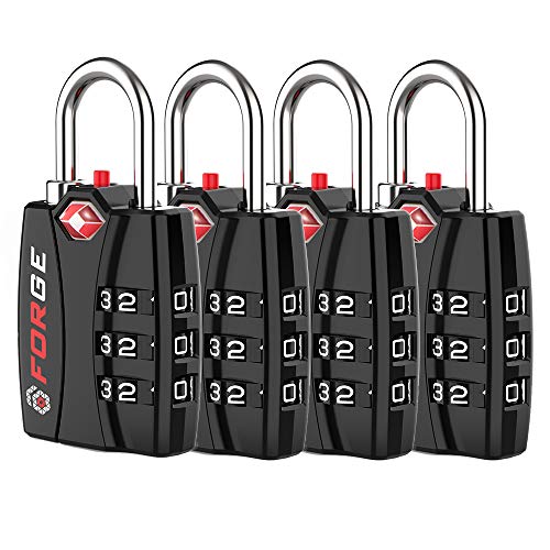 Forge TSA Luggage Combination Lock - Open Alert Indicator, Easy Read Dials, Alloy Body- Ideal for Travel, Lockers, Bags (Black 4PK) - Image 3