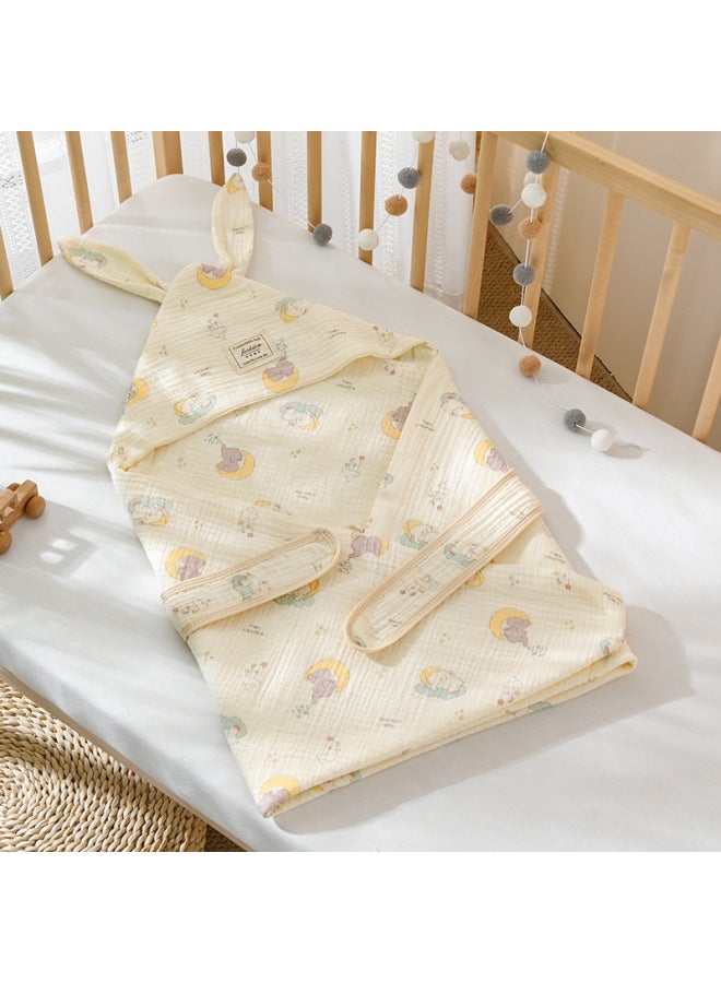Baby Four-layer Cotton Gauze Blanket Spring And Summer Newborn Baby Blanket Baby Blanket Single Long Ear Hooded Newborn Blanket