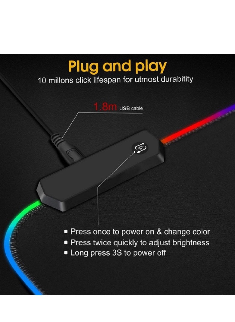 Generic Game luminous RGB keyboard and mouse pad, thickened anti slip LED desk pad 300x800mm  - Image 4