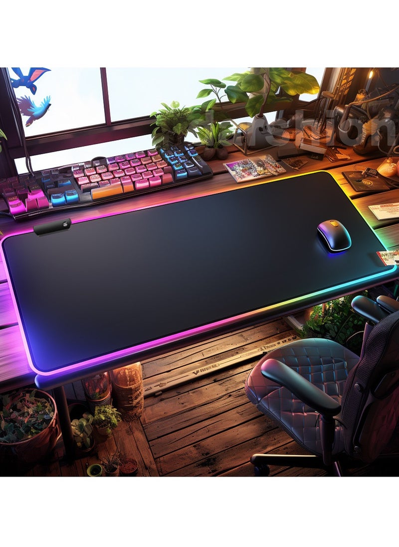 Generic Game luminous RGB keyboard and mouse pad, thickened anti slip LED desk pad 300x800mm  - Image 2