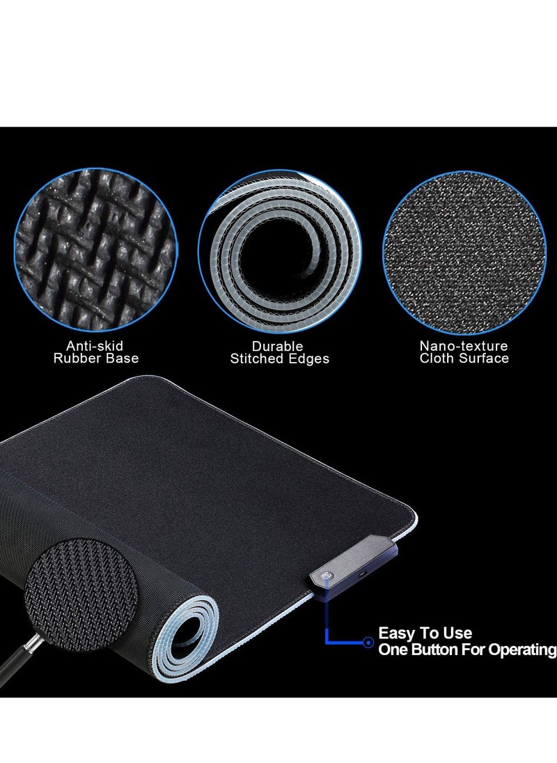 Generic Game luminous RGB keyboard and mouse pad, thickened anti slip LED desk pad 300x800mm  - Image 3