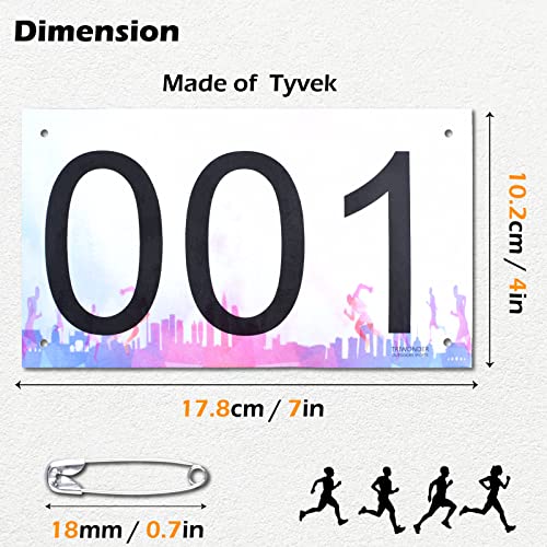 TRIWONDER Tyvek Running Bib Competitor Numbers with Safety Pins, Running Numbers Paper Tags for Marathon Races (Colorful - Numbers 001-200) - Image 2