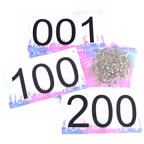 TRIWONDER Tyvek Running Bib Competitor Numbers with Safety Pins, Running Numbers Paper Tags for Marathon Races (Colorful - Numbers 001-200) - Image 1