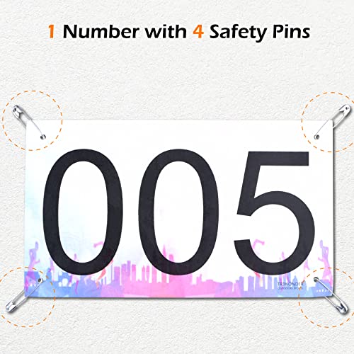 TRIWONDER Tyvek Running Bib Competitor Numbers with Safety Pins, Running Numbers Paper Tags for Marathon Races (Colorful - Numbers 001-200) - Image 5