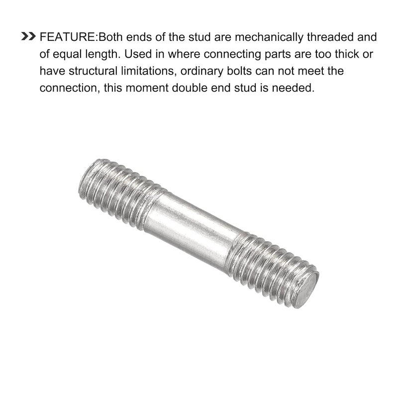 METALLIXITY Double Ended Stud Screws (M5 Thread 25mm Length) 5pcs, 304 Stainless Steel Dual Threaded Rod Bolts - for House Maintenance - Image 4