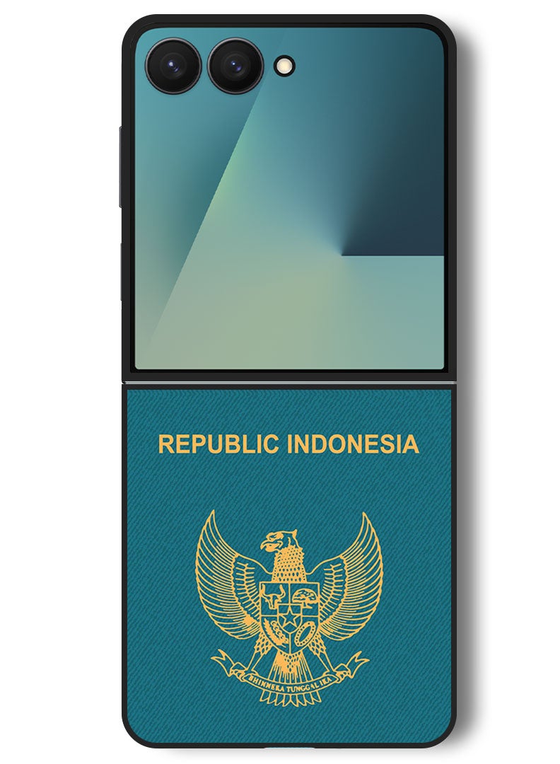 Theodor Case Compatible with Samsung Galaxy Z Flip 7 - 6.9 Inch Protection Shockproof Bumper Cover Indonesia Passport - Image 1