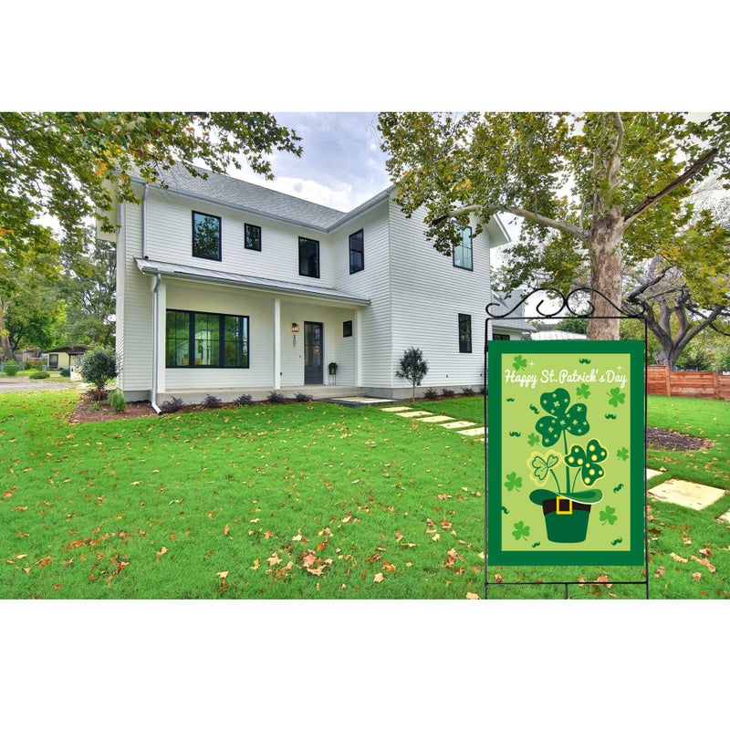 Akeydeco St Patrick's Day Flag,Shamrock/Hat St Patricks 28 x 40 Inch Double-Sided Display with 2 Grommets Double Thickness House Flag for Garden and Home Decorations - Image 5