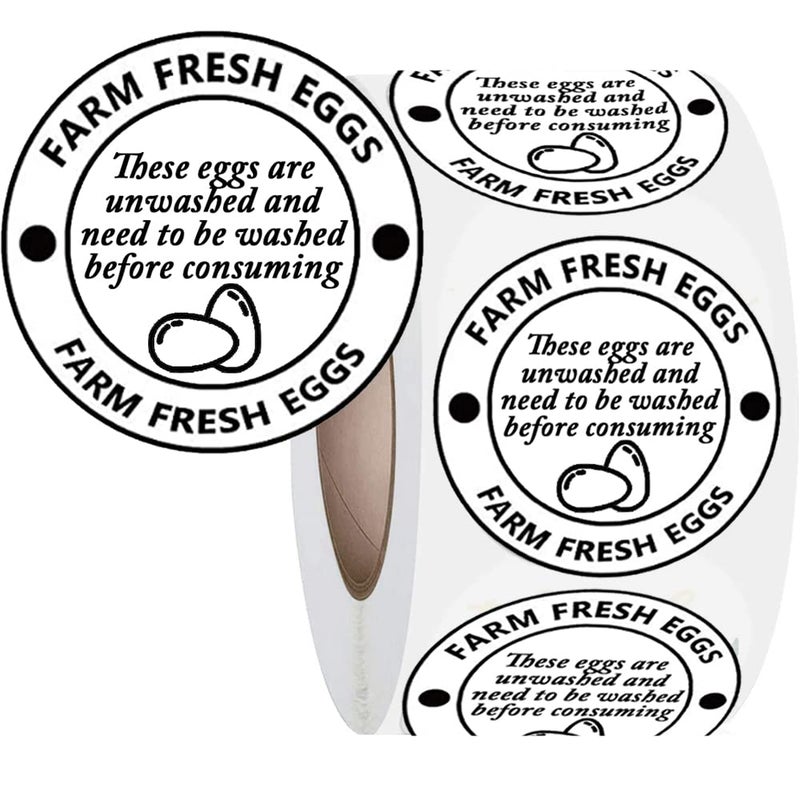 Besttile 2 Inch Farm Fresh Eggs Carton Labels Farm Fresh Egg Unwashed Stickers Egg Handling Labels Self Adhesive Egg Packaging Stickers for Chicken,Quail,Egg Packaging Stickers,500 Pcs Per Pack - Image 1