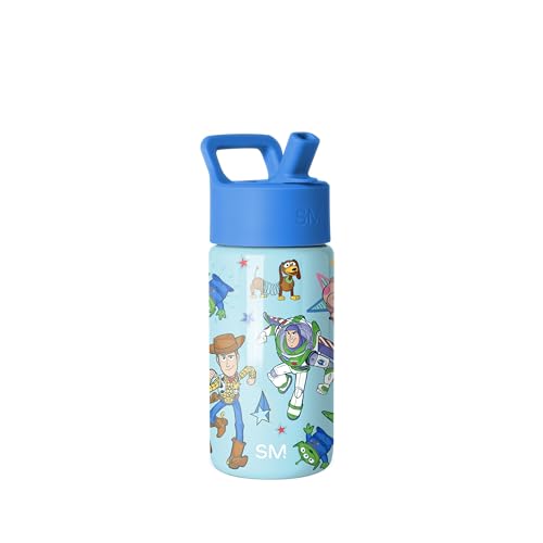 Simple Modern Disney Pixar Kids Water Bottle with Straw Lid 14oz Insulated Stainless Steel Kids Tumbler Spill Proof Toddler Cup for School Girls Boys Summit Buzz and Woody Adventures - Image 1
