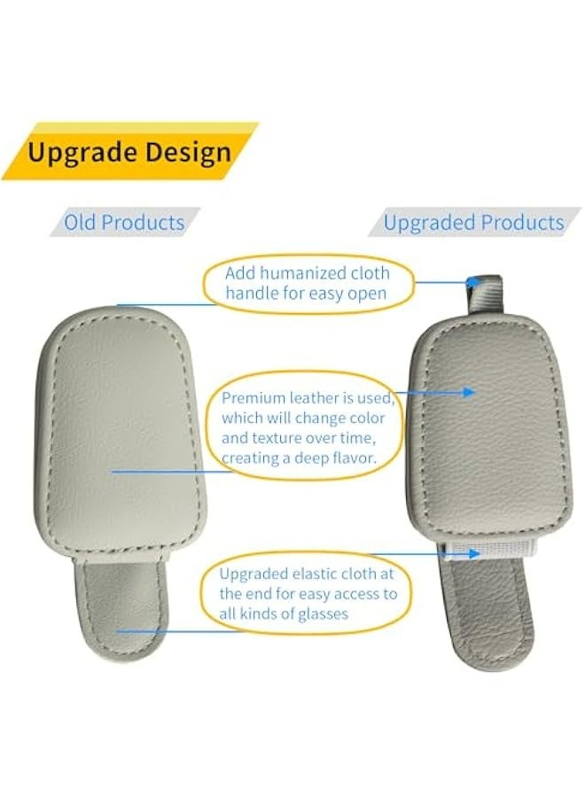 Generic Sunglasses Holder for Car Visor - Magnetic Leather Clip and Ticket Card Organizer - Car Visor Accessories in Silver Grey  - Image 2