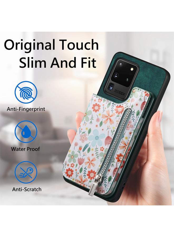 S-TOP Case For Samsung Galaxy S20 Ultra Retro Painted Zipper Wallet Back Phone Case - Image 5