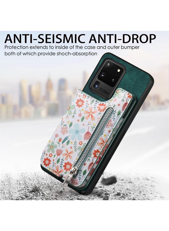 S-TOP Case For Samsung Galaxy S20 Ultra Retro Painted Zipper Wallet Back Phone Case - Image 2