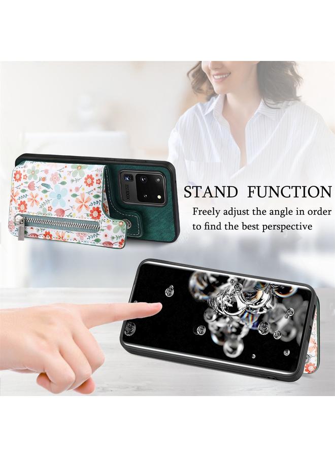 S-TOP Case For Samsung Galaxy S20 Ultra Retro Painted Zipper Wallet Back Phone Case - Image 4
