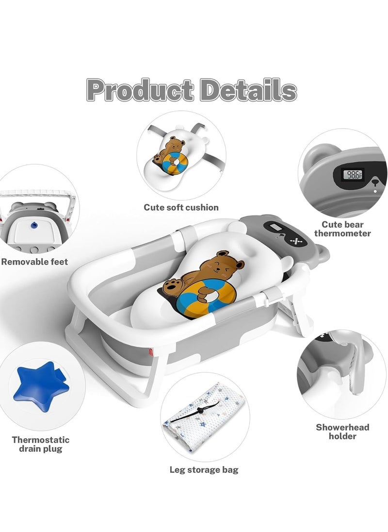 Generic - Bathtub Portable With Baby Cushion, Collapsible Toddler Bath Tub for Kids, Foldable Infant Shower Basin, Anti Slip Skid Proof New Born Toddler Bathing Support - Image 1