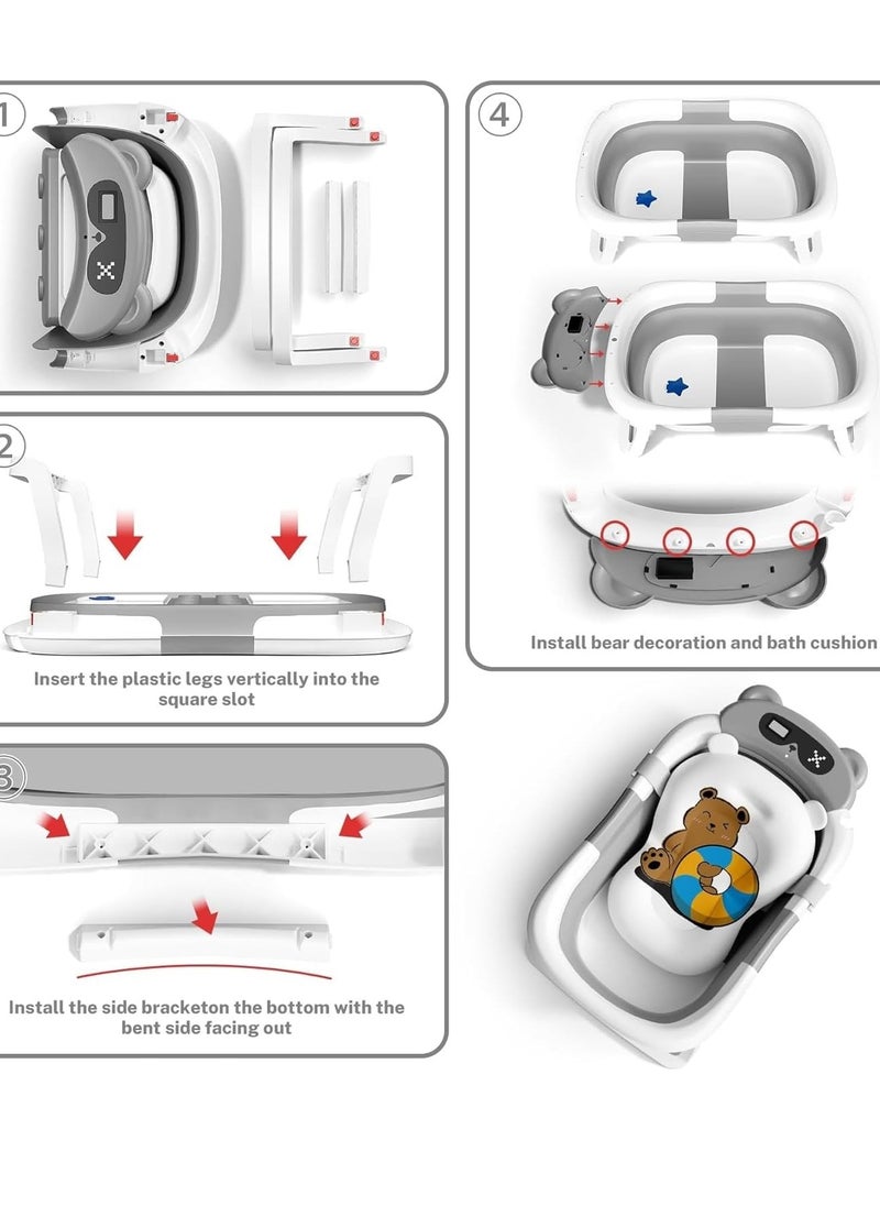 Generic - Bathtub Portable With Baby Cushion, Collapsible Toddler Bath Tub for Kids, Foldable Infant Shower Basin, Anti Slip Skid Proof New Born Toddler Bathing Support - Image 1