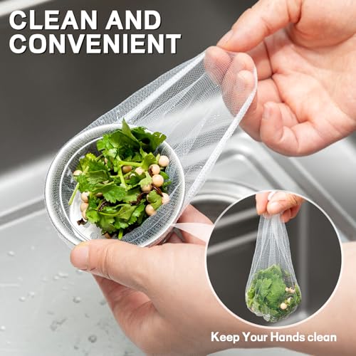 XGHSHW 600 PCS Disposable Mesh Sink Strainer Bags Kitchen Sink Strainer Mesh Bags Anti Clogging Elastic Sink Strainer Filter Mesh Bag for Collecting Kitchen Food Leftover Garbage - Image 5