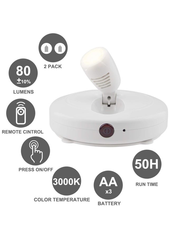 Generic - Honwell  Wireless LED Spotlights 2 Pack Accent Lights Puck Lights with 2 Remote Indoor Closet Picture Lights with Rotatable Head Stick on Artwork Lighting for Paintings Display - Image 1