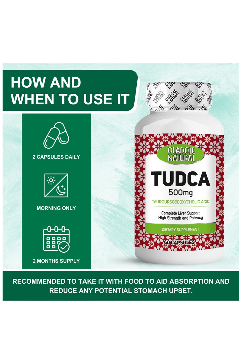 Oladole Natural TUDCA (500mg) - 60 Capsules , Tauroursodeoxycholic Acid for Enhanced Bile Production - Image 5
