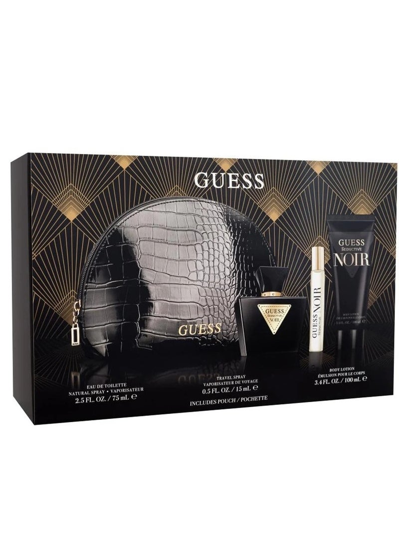 GUESS - Seductive Noir Set Edt 75ml +15ml +bl 100ml + Pouch - Image 1