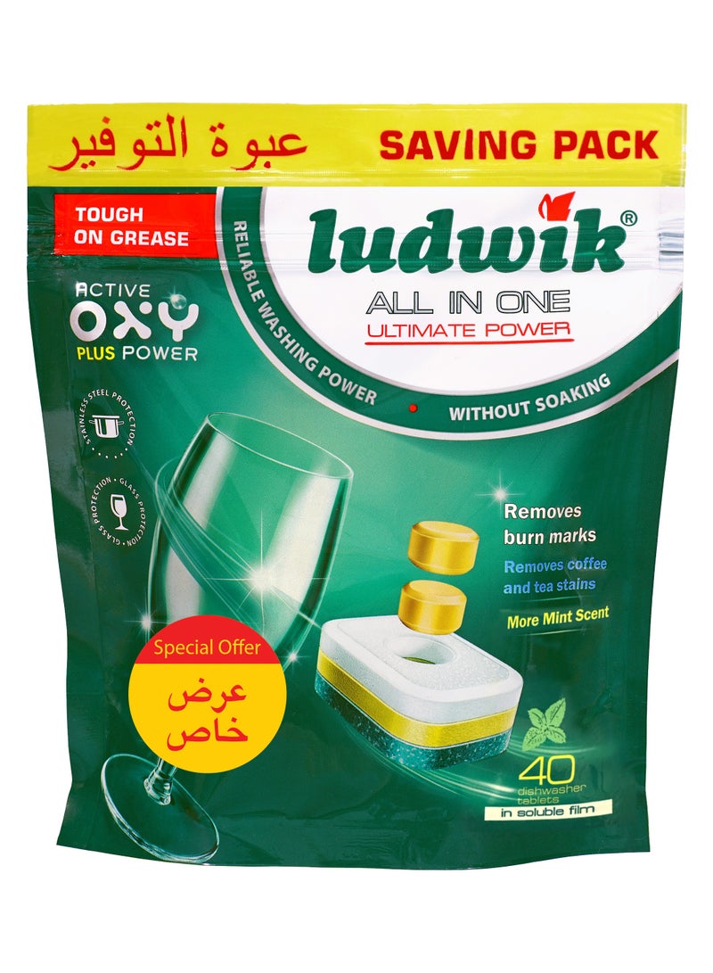 All in one dishwasher tablets 40 pcs Mint