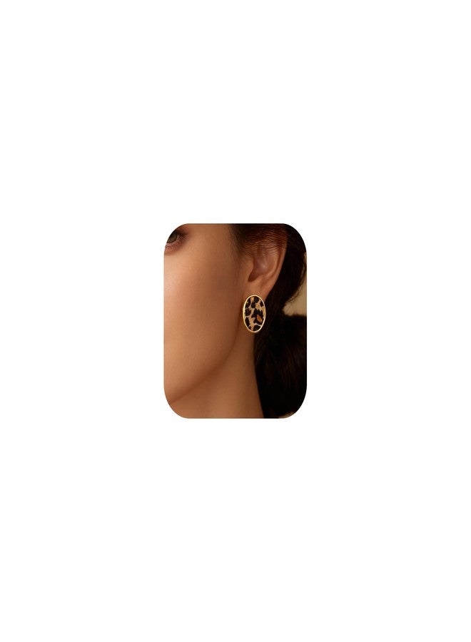 Novearring Heart Earrings for Women Leopard Heart Stud Earrings Chunky Gold Statement Jewelry Valentines Day Gifts for Her - Image 1