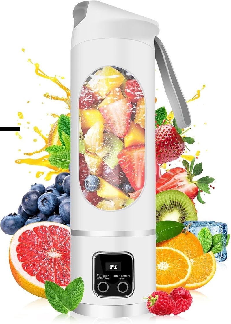 Turelar PortableBlender Electric Juicers Fruit Mixers USB Rechargeable Smoothie Mini Blender Personal Juicer 10 Blades 3 Gears With 1300 Mah Rechargeable Battery-Smoothie Juicer (White) - Image 2