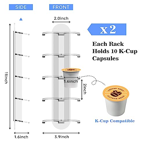 NiHome Acrylic Coffee Pod Capsule Holder for K-Cup Pods, Convenient for Coffee Machines, Space-Saving for Small Countertops - Accommodates 10 Capsules, Easy Installation, Wide Compatibility (2 Pack) - Image 5