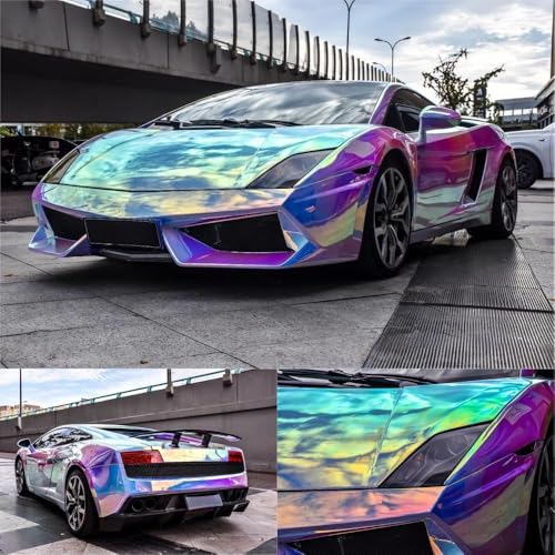 SUNBIRD Self Adhesive Car Vinyl Wrap,3D Carbon Fiber Car Wrap Vinyl DIY Car Waterproof Vinyl Sticker for Cars Roll Wrap Auto and Motorcycle (Rainbow Vinyl, 1 ft x 3 ft) - Image 2