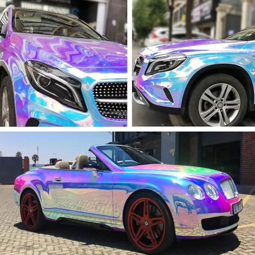 SUNBIRD Self Adhesive Car Vinyl Wrap,3D Carbon Fiber Car Wrap Vinyl DIY Car Waterproof Vinyl Sticker for Cars Roll Wrap Auto and Motorcycle (Rainbow Vinyl, 1 ft x 3 ft) - Image 4