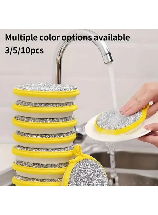 Heavy Duty Double Sided Dish Sponge 5 Pieces Yellow Stackable With Hanging Hole - Image 1