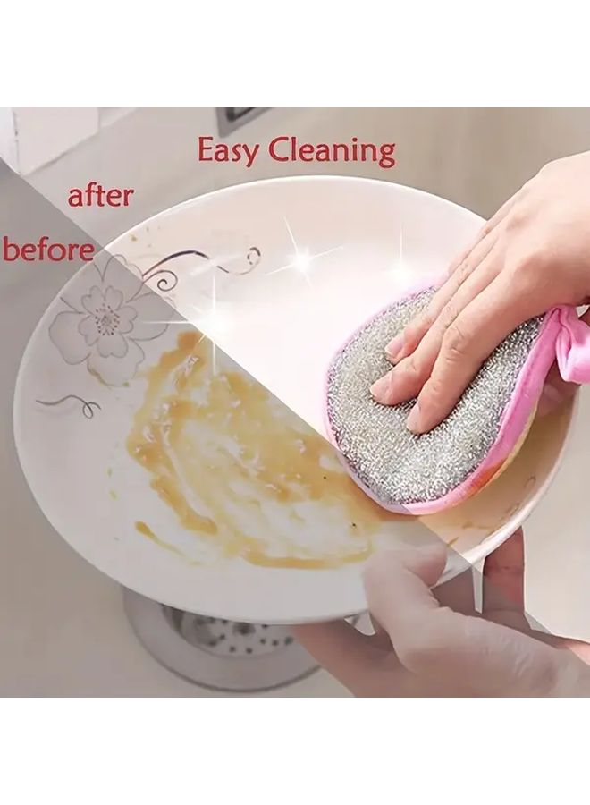 Heavy Duty Double Sided Dish Sponge 5 Pieces Yellow Stackable With Hanging Hole - Image 3
