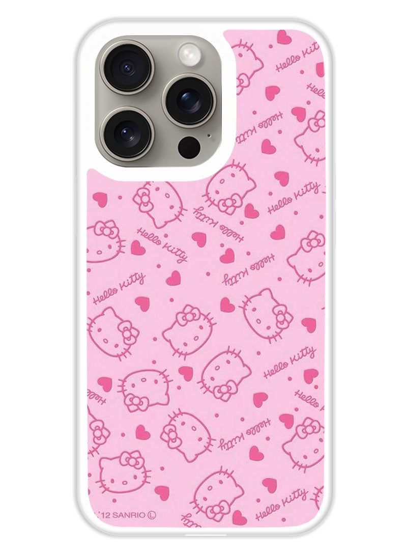 Theodor Protective Case Cover For APPLE IPHONE 15 Pro Hello Kitty Tags (White Bumper) - Image 1