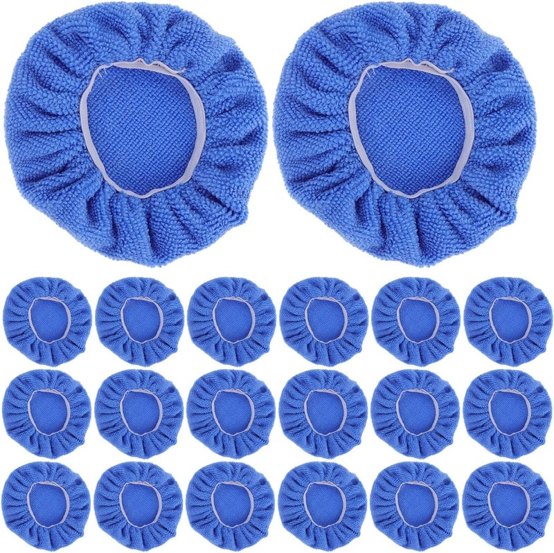 24pcs Car Polishing Pad Covers 5-6 Inch Blue Microfiber Bonnet Buffing Caps for Automotive Wax Polisher Machine Buffing and Detailing - Image 1