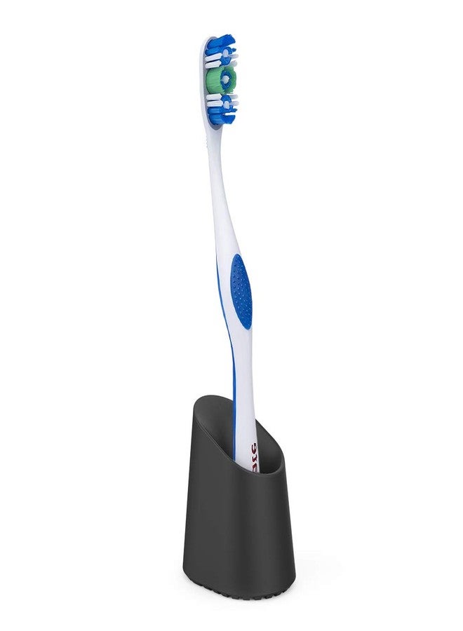 Proof Labs Single Toothbrush Holder and Razor Stand for Bathroom Sink and Countertop (Black, Silicone) - Image 1