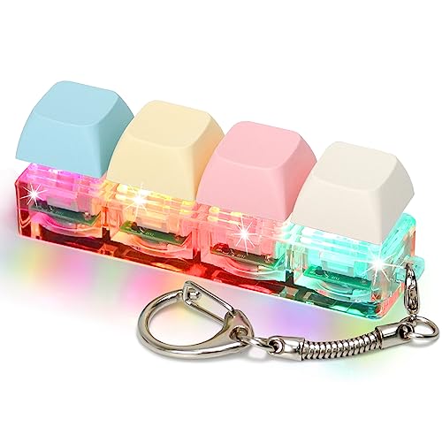 Cozymate Keyboard Fidget Toys for Adults Keyboard Clicker with LED Light Keychain Fidget Sensory Fun Toys for Anxiety Decompression Macaroon1 4 in 1 - Image 1