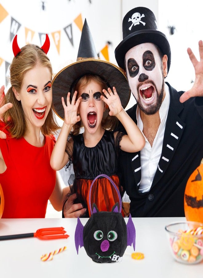 JOINPAYA 3Pcs Halloween Candy Bag: Bat Pattern Plush Bags for Kids Reusable Felt Carrier Bucket for Party Favor Supplies - Image 4