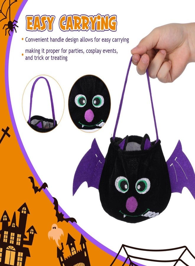 JOINPAYA 3Pcs Halloween Candy Bag: Bat Pattern Plush Bags for Kids Reusable Felt Carrier Bucket for Party Favor Supplies - Image 2