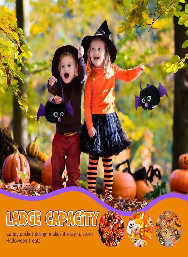 JOINPAYA 3Pcs Halloween Candy Bag: Bat Pattern Plush Bags for Kids Reusable Felt Carrier Bucket for Party Favor Supplies - Image 3