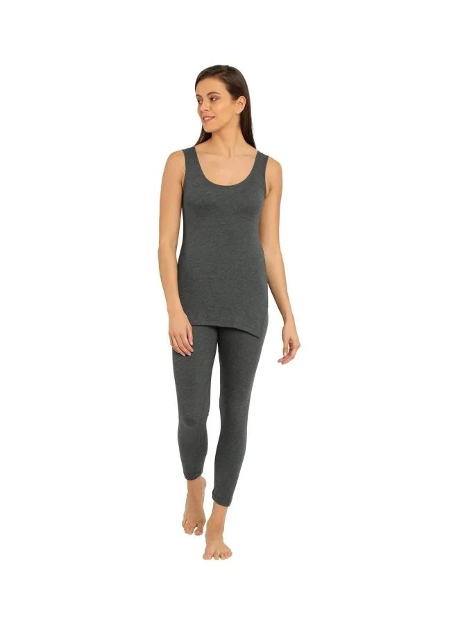 Jockey Charcoal Melange Women Round Neck Slub Thermal Vest for Women | Best Price UAE
