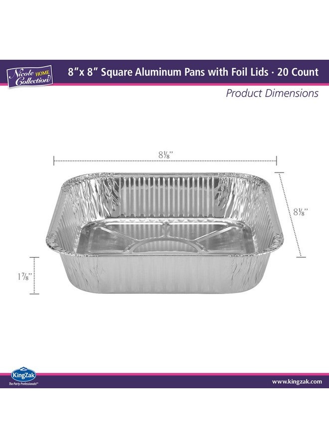 Nicole Home Collection Nicole Home Collection 8x8 Aluminum Pans (20 Pack) 8 Inch Foil Pans - Cake Pans - Aluminum Square Pans - Disposable Food container - great For Cake Baking, Cooking, Heating, Freezing, Prepping Food - Image 3