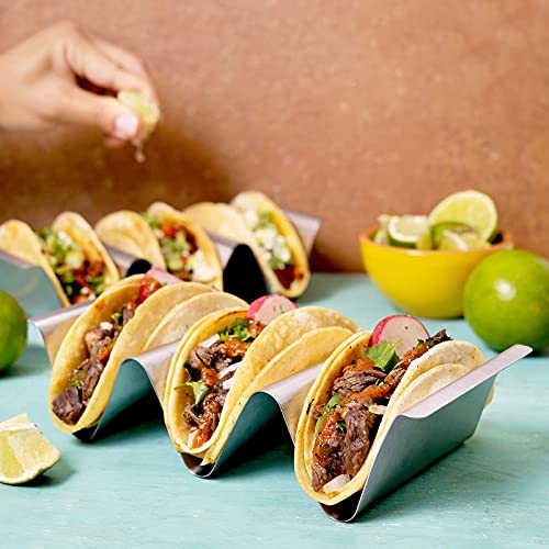 RTT Stainless Steel Taco Holder Stand, Set of 6 - Stylish Rack Holds Up to 3 Tacos Each, Keeping Shells Upright - Oven, Grill and Dishwasher Safe - Image 3