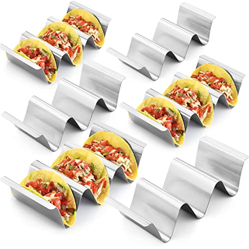 RTT Stainless Steel Taco Holder Stand, Set of 6 - Stylish Rack Holds Up to 3 Tacos Each, Keeping Shells Upright - Oven, Grill and Dishwasher Safe - Image 1