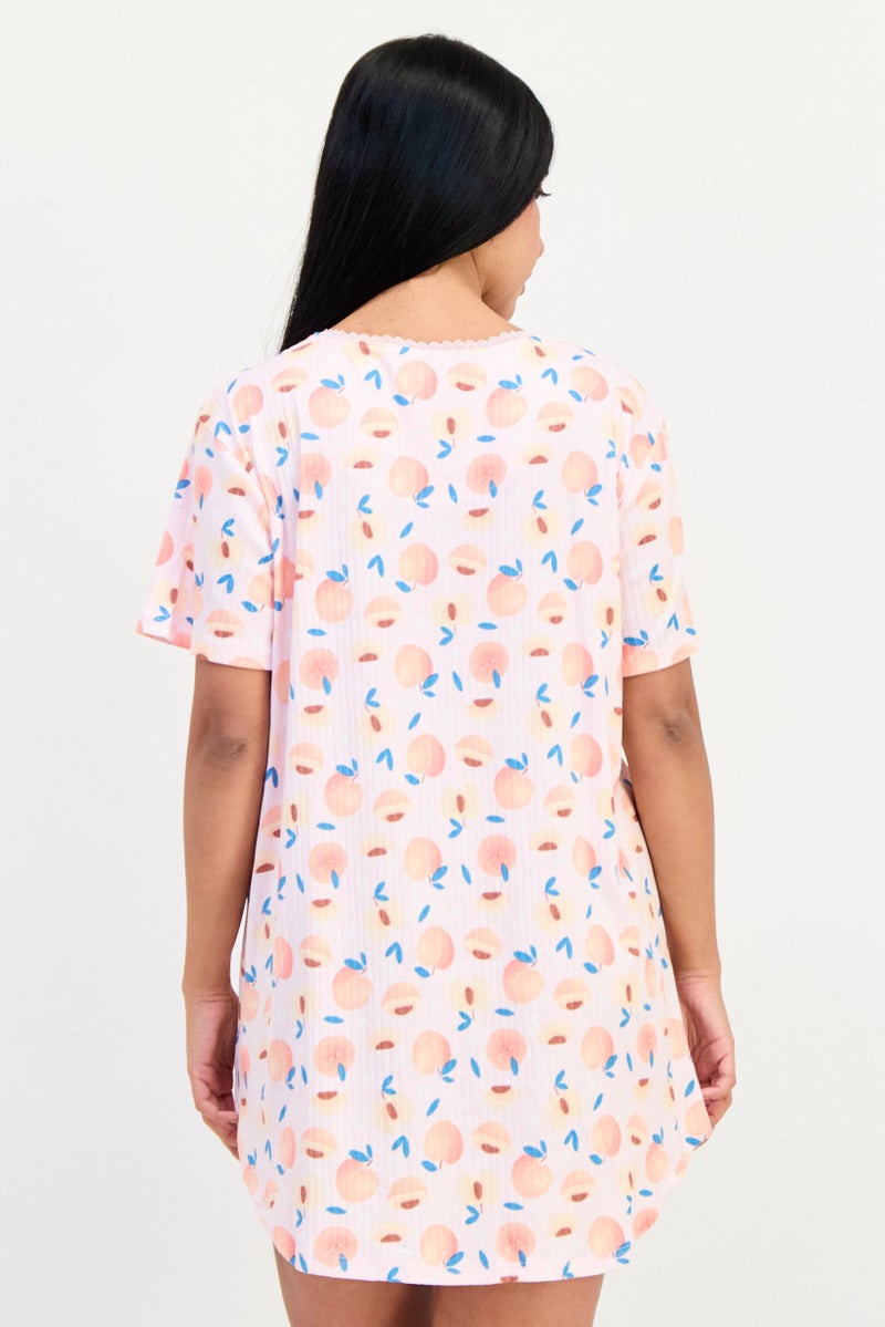 PJ Couture Women Allover Print Short Sleeve Sleepwear Dress, Multicolor - Image 3