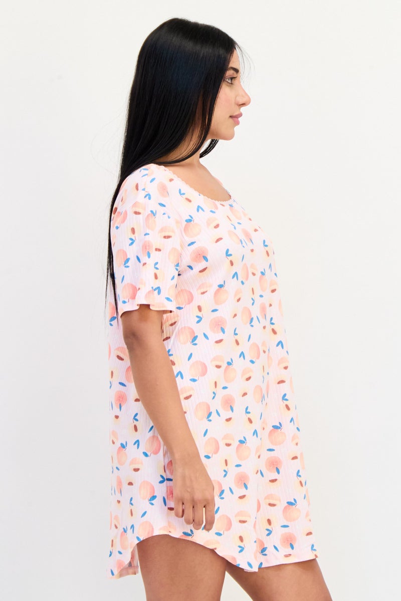 PJ Couture Women Allover Print Short Sleeve Sleepwear Dress, Multicolor - Image 2