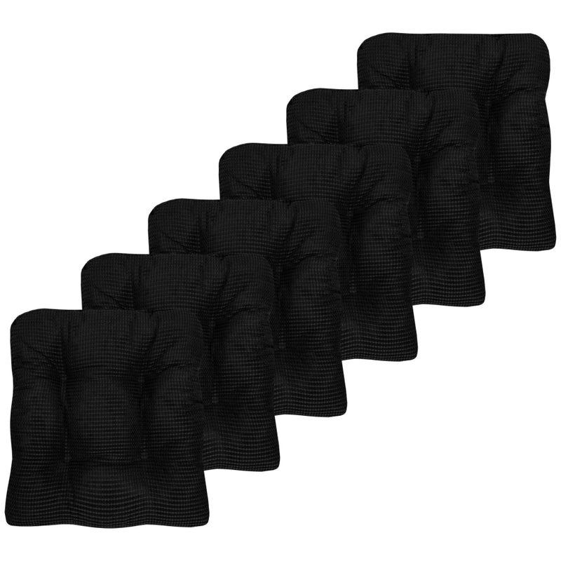 Sweet Home Collection Sweet Home Collection Chair Cushion Crushed Memory Foam Pads Premium Slip Non Skid Microdot Rubber Back Tufted 16 x 16 x 325 Thick Seat Cover 6 Pack Black 