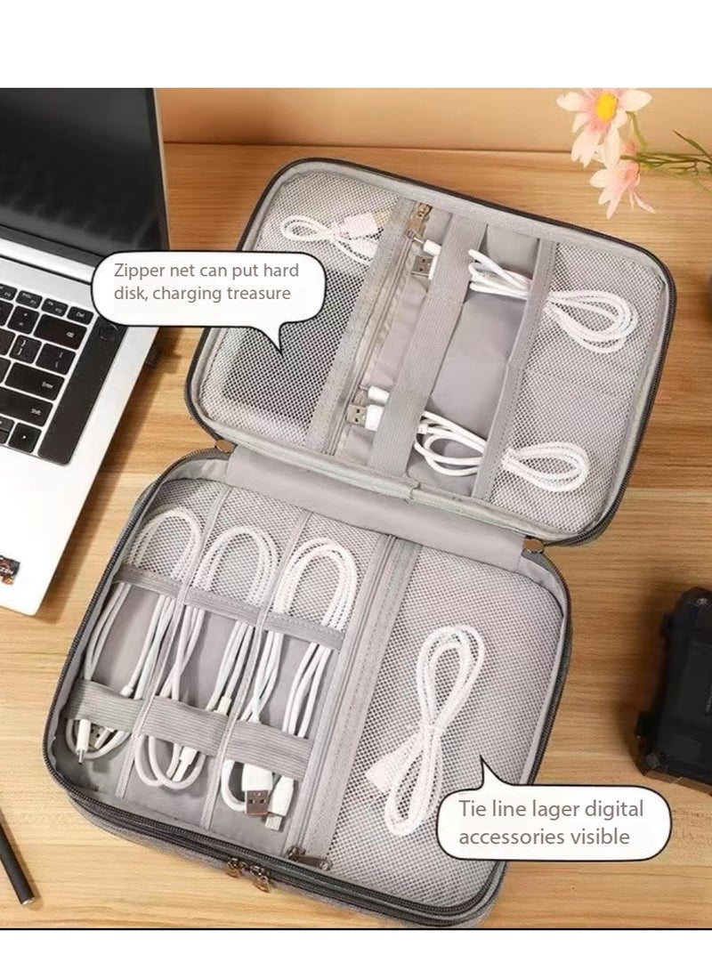 XCRJ Electronic Organizer, Travel Cable Organizer Bag Pouch Electronic Accessories Carry Case Portable Waterproof Three Layers All-in-One Storage Bag for Cable, Cord, Charger, Phone,Earphone - Image 4