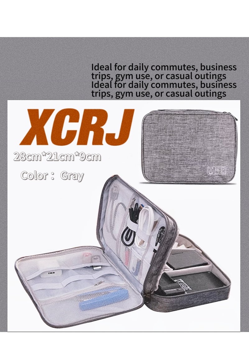 XCRJ Electronic Organizer, Travel Cable Organizer Bag Pouch Electronic Accessories Carry Case Portable Waterproof Three Layers All-in-One Storage Bag for Cable, Cord, Charger, Phone,Earphone - Image 1